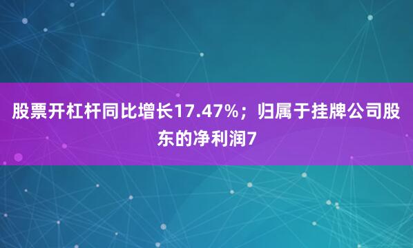股票开杠杆同比增长17.47%；归属于挂牌公司股东的净利润7
